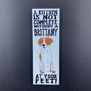 Brittany Magnet, Funny Dog Kitchen Decor, Cartoon Pet Portrait Gifts & Collectibles, 1.5x4.5" High Quality Handmade Magnet