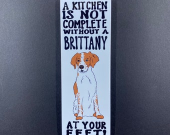 Brittany Magnet, Funny Dog Kitchen Decor, Cartoon Pet Portrait Gifts & Collectibles, 1.5x4.5" High Quality Handmade Magnet