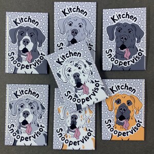 Great Dane Magnet, "Kitchen Snoopervisor",  Cartoon Art Pet Portrait Gift, Dog Kitchen & Office Decor, 2x3" Handmade Magnet