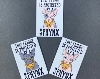 Sphynx Cat Fridge Magnet, Funny Hairless Cat Kitchen Decor, 2x3" High Quality Handmade Magnet