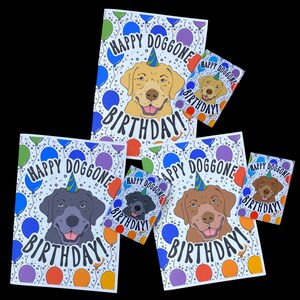 Labrador Retriever Birthday Gift, Handmade Celebration Greeting Card & Magnet Set, Rainbow Dog Birthday Card, Retro Pet Portrait Decor Gift