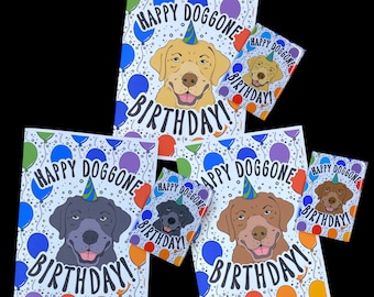 Labrador Retriever Birthday Gift, Handmade Celebration Greeting Card & Magnet Set, Rainbow Dog Birthday Card, Retro Pet Portrait Decor Gift