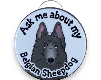 Belgian Sheepdog Dog Bottle Opener Keychain, Ask Me About My Dog Key Ring, Bartender Gift, Travel Accessories, Stocking Stuffer