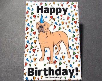 Boerboel Happy Birthday Magnet - Dog Birthday Gifts, Kitchen Fridge Accessories & Home Decor - 2x3" High Quality Handmade Magnet