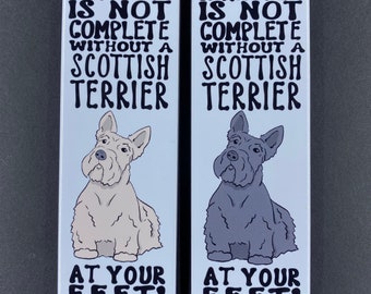 Scottish Terrier Magnet, Retro Scottie Dog Kitchen Decor, Funny Pet Portrait Gifts & Collectibles, 1.5x4.5" High Quality Handmade Magnet