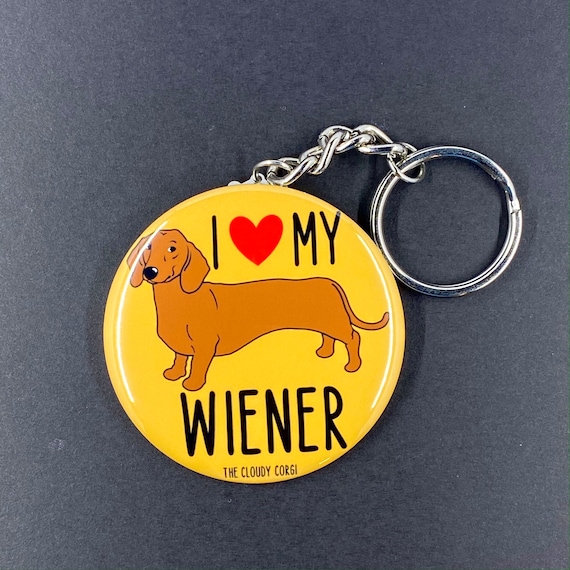 Dachshund Keychain, Dachshund as Hot Dog, Wiener Dog, Food