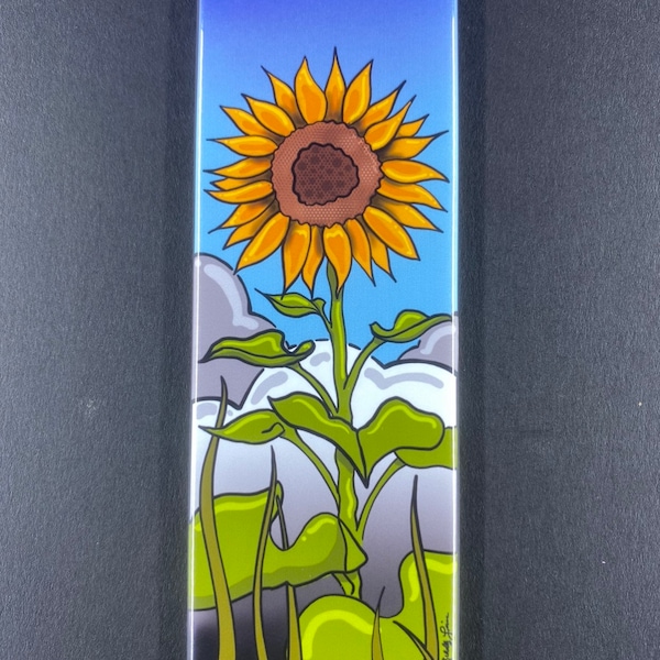 Sunflower Magnet, Floral Kitchen & Office Decor, Psychedelic Art Gifts for Gardeners, 1.5x4.5" High Quality Handmade Magnet