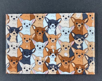 Chihuahua Dog Magnet, Retro Dog Kitchen & Office Decor, Pop Art Pet Portrait Stocking Stuffer Gift, 2x3" High Quality Handmade Magnet
