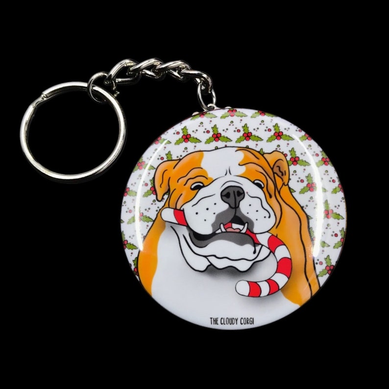 English Bulldog Dog Handmade Candy Cane Pet Portrait Gift & Accessories
