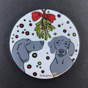 Weimaraner Dog Handmade Christmas Pet Portrait Art Gift & Accessory - Magnet, Pinback Button, Bottle Opener, Keychain, Mini Ornament