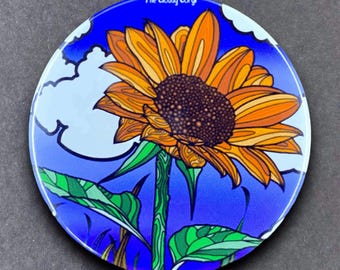 Psychedelic Sunflower Art Gifts & Accessories - Handmade Magnet, Pinback Button, Bottle Opener, Keychain or Mini Ornament