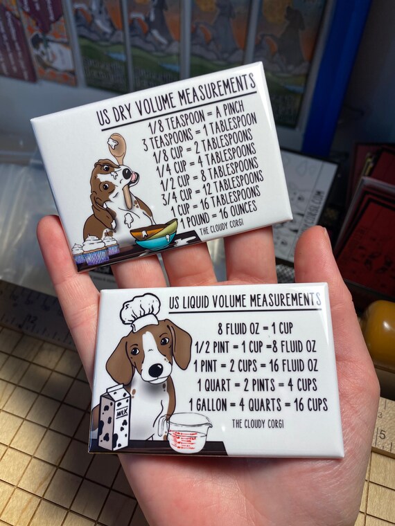 Dachshund Dog Kitchen Measuring Chart Magnet Set, Baking and Cooking  Conversion Table Magnets, Set of 2 2x3 Handmade Fridge Magnets 