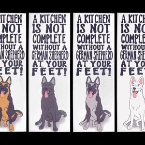 German Shepherd Magnet, Funny Dog Kitchen Decor, Mini Cartoon Dog Portrait Art, K9 Collectible Gift, 1.5x4.5" High Quality Handmade Magnet