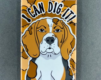 Beagle Magnet, I Can Dig It Dog Art Gift, Retro Dog Kitchen & Office Decor 2x3" High Quality Handmade Magnet