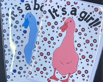 Duck New Baby Card, Baby Shower Gift, Newborn Announcement Greeting Card,  Handmade Blank Note Card, Its a Boy or Girl Available
