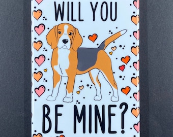 Beagle Magnet, Valentine's Day Dog Gift, Holiday Beagle Portrait Art, Retro Holiday Kitchen & Office Decoration, 2x3" Handmade Magnet Decor