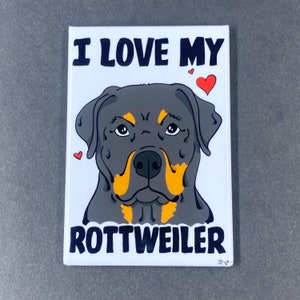 Rottweiler Magnet, Cute Pet Portrait Art Gift, Retro Dog Kitchen Decor, 2x3" Handmade Rottweiler Magnet Gift for All Occasions