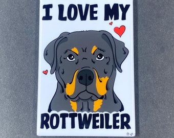 Rottweiler Magnet, Cute Pet Portrait Art Gift, Retro Dog Kitchen Decor, 2x3" Handmade Rottweiler Magnet Gift for All Occasions