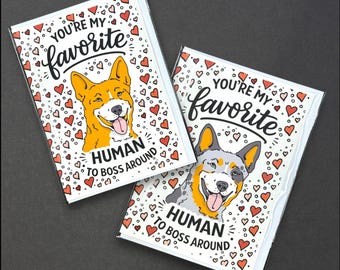 Australian Cattle Dog Valentine’s Day Card Red or Blue Heeler – Handmade 5x7 Dog Lover Valentine with Envelope