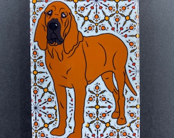 Psychedelic Bloodhound Magnet, Kaleidoscope Dog Portrait Art Gift, Retro Dog Kitchen Decor, Cartoon Pet Portrait Art, 2x3" Handmade Magnet