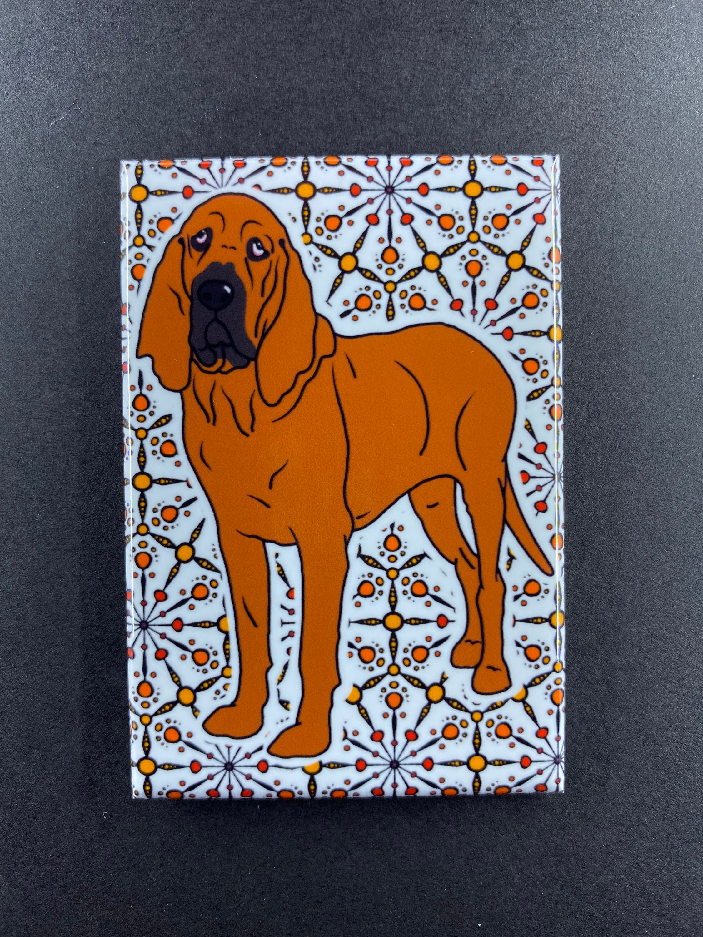 Bloodhound Dog Magnet, Kaleidoscope Pet Portrait Art Gift, Retro Dog Kitchen Decor, Cartoon Pet Portrait Art, 2x3 Handmade Magnet Bloodhound Dog Magnet, Kaleidoscope Pet Portrait Art Gift, Retro Dog Kitchen Decor, Cartoon Pet Portrait Art, 2x3 Handmade Magnet