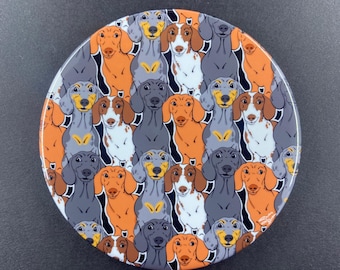 Dachshund Weiner Dog Pop Art Pet Portrait Handmade Gift & Accessory - Magnet, Pinback Button, Bottle Opener, Keychain, Mini Ornament