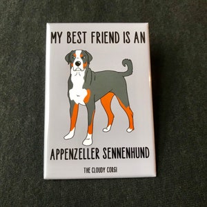 Appenzeller Sennenhund Magnet, Retro Dog Kitchen Office Decor, Cartoon Pet Portrait Collectible Art Gift, 2x3" High Quality Handmade Magnet