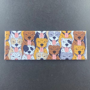Psychedelic Pit Bull Magnet, Retro Dog Kitchen & Office Decor, Cartoon Pet Portrait Art Gift, 1.5x4.5" High Quality Handmade Magnet
