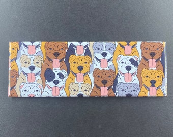 Psychedelic Pit Bull Magnet, Retro Dog Kitchen & Office Decor, Cartoon Pet Portrait Art Gift, 1.5x4.5" High Quality Handmade Magnet