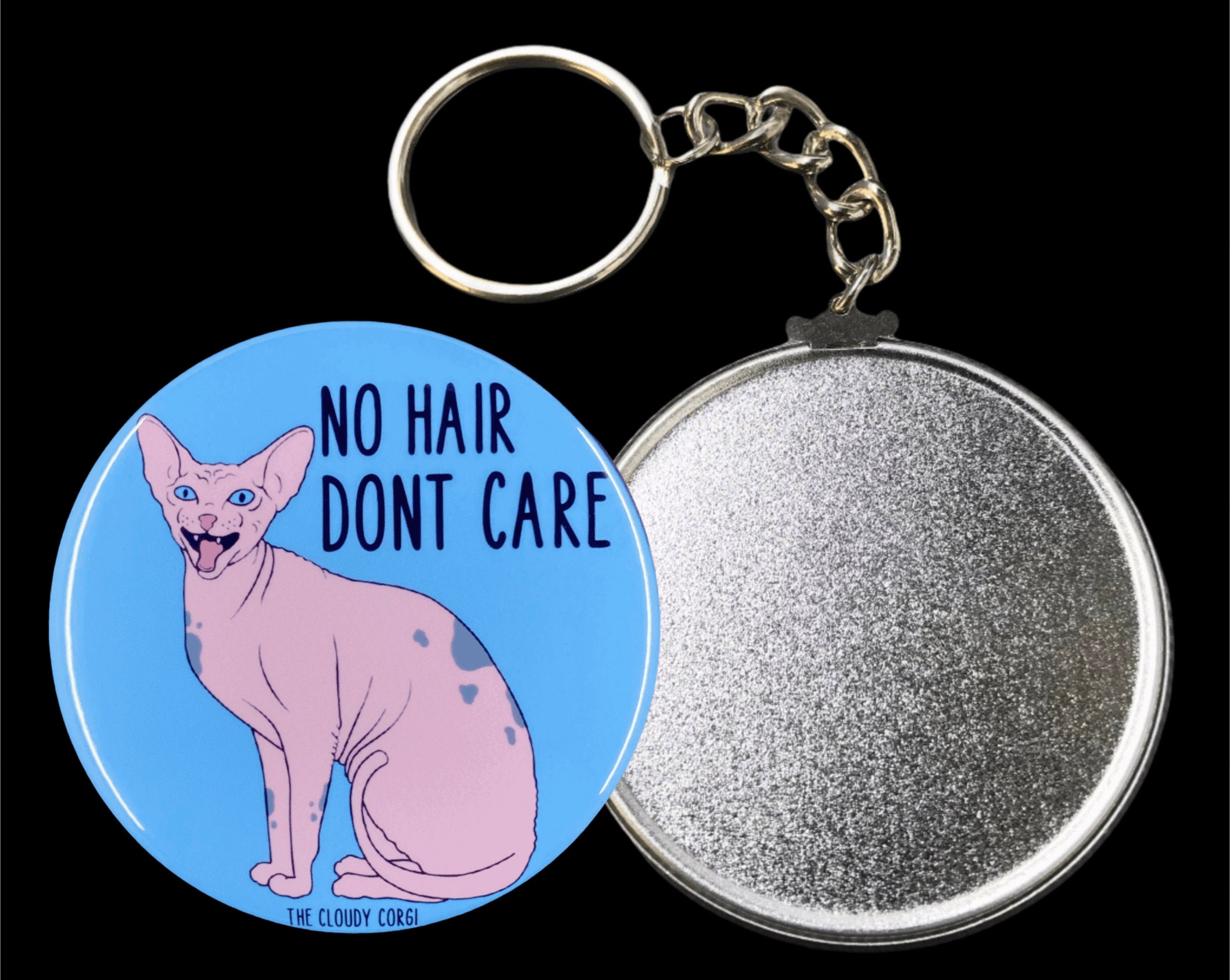Sphynx Cat No Hair Don T Care Keychain Funny Hairless Cat Key Ring Sphynx Cat Gifts Collectible Accessories