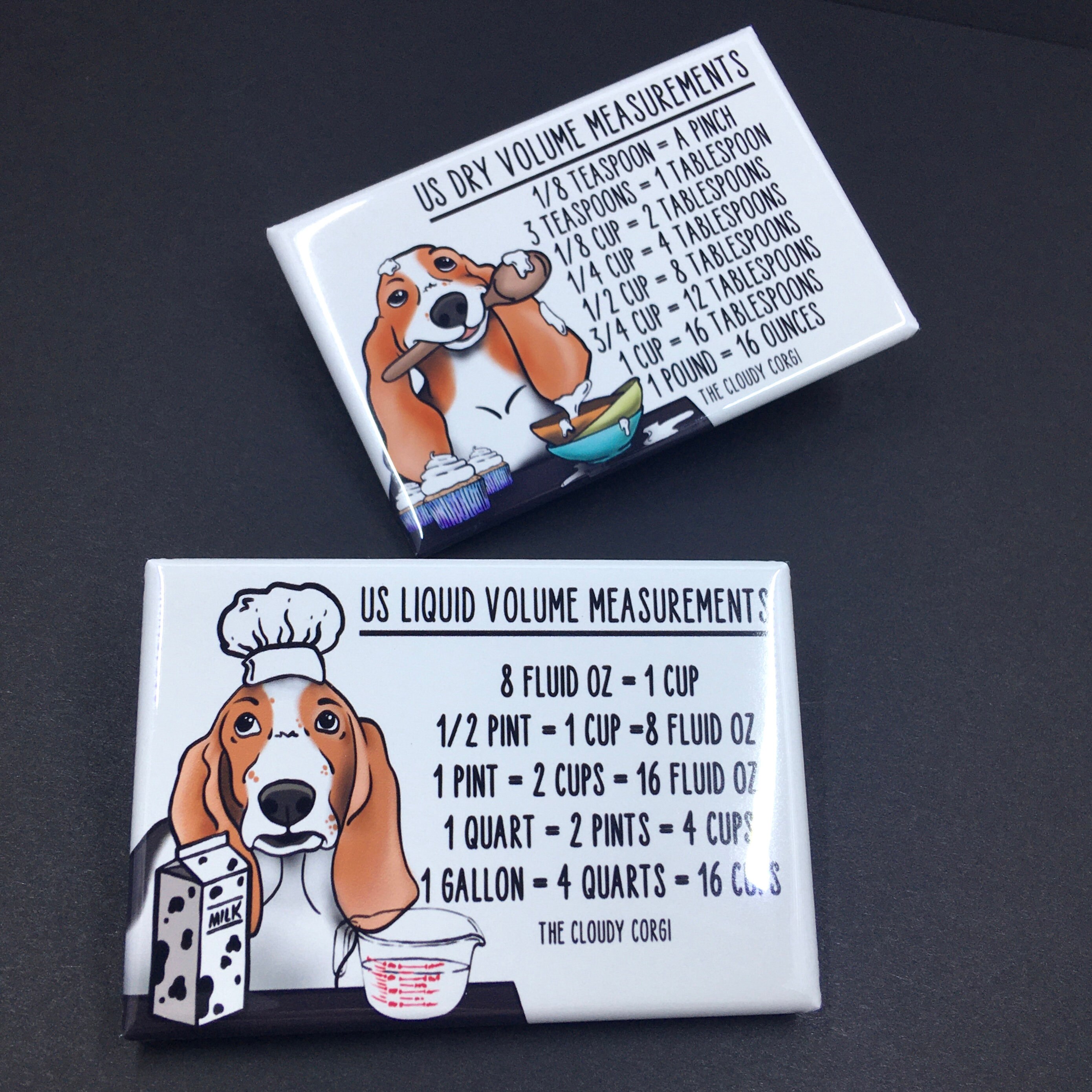 Brown Dachshund Dog Measuring Chart Magnet Set Kitchen Cooking and Baking  Guide