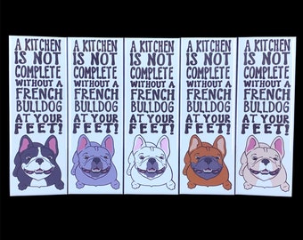 French Bulldog Magnet, Retro Dog Kitchen Decor, Cartoon Pet Portrait Gift & Collectibles, 5 Colors Available, 1.5x4.5" Handmade Magnet