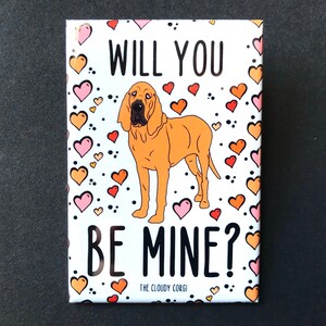 Bloodhound Magnet, Holiday Cartoon Dog Portrait Gift, Hound Dog Valentine Kitchen & Office Decor, 2x3" High Quality Handmade Magnet