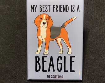 Beagle Magnet, Retro Dog Kitchen & Office Decor, Beagle Dog Gift, Cartoon Pet Portrait Art Decoration, 2x3" High Quality Handmade Magnet