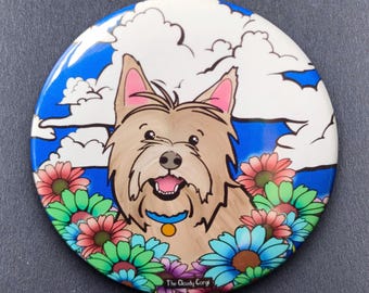 Cairn Terrier Dog Floral Handmade Gift & Accessory - Magnet, Pinback Button, Bottle Opener, Keychain, or Mini Ornament