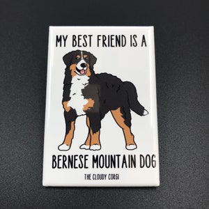 Bernese Mountain Dog Magnet, Retro Dog Kitchen & Office Decor, Cartoon Pet Portrait Art Gift, 2x3" High Quality Handmade Magnet