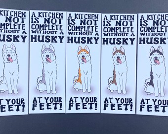 Siberian Husky Magnet, Retro Dog Kitchen Decor, Cartoon Pet Portrait Art Gift, 1.5x4.5" High Quality Handmade Magnet