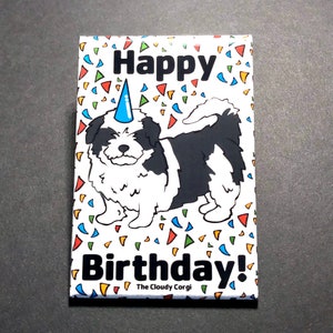 Shih Tzu Dog Birthday Magnet, Cartoon Pet Portrait Art Gift, Dog Birthday Gift, Shih Tzu Kitchen Decor, 2x3" High Quality Handmade Magnet