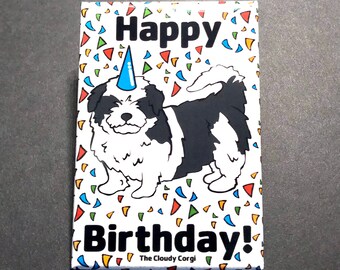 Shih Tzu Dog Birthday Magnet, Cartoon Pet Portrait Art Gift, Dog Birthday Gift, Shih Tzu Kitchen Decor, 2x3" High Quality Handmade Magnet