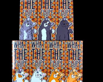 Funny Cat Magnet - "What the Fluff" Retro Fridge Magnet, Hand Illustrated Cat Art, 7 Color Options, Cute Cat Lover Gift, Handmade Magnet