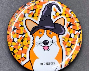 Welsh Corgi Halloween Candy Portrait Handmade Gift & Accessories - Magnet, Pinback Button, Bottle Opener, Keychain, or Mini Ornament