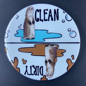 Ferret Dishwasher Magnet, Clean Dirty Ferret Sign, Kitchen Cleaning Accessories & Decor, 3.5" High Quality Handmade Magnet