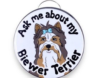 Biewer Terrier Dog Bottle Opener Keychain, Ask Me About My Dog Key Ring, Bartender Gift, Travel Accessories, Stocking Stuffer