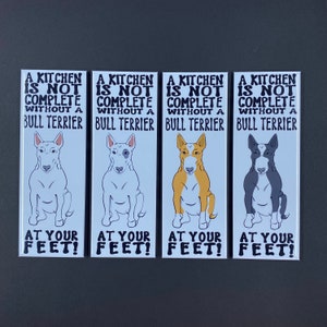Bull Terrier Magnet, Retro Dog Kitchen Decor, Funny Pet Portrait Gifts & Collectibles, 1.5x4.5" High Quality Handmade Magnet