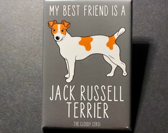 Jack Russell Terrier Dog Magnet - My Best Friend Puppy Dog Gifts & Collectibles - Cartoon Art Pet Portrait Kitchen Decor