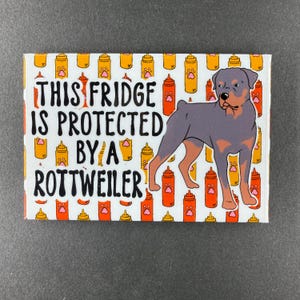 Rottweiler Dog Fridge Protector Magnet, Funny Pet Portrait Gift, Retro Art Kitchen & Office Decor Handmade Magnet - 2x3"