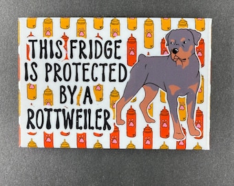 Rottweiler Dog Fridge Protector Magnet, Funny Pet Portrait Gift, Retro Art Kitchen & Office Decor Handmade Magnet - 2x3"