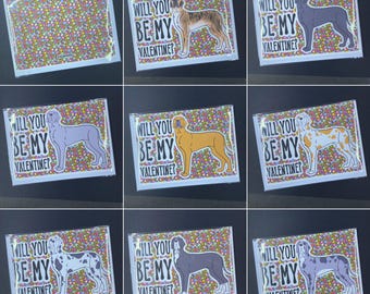 Great Dane Dog Valentines Day Card, Holiday Pet Portrait Greeting Card, Handmade 5x7" Card with Envelope (Set or Single Card)