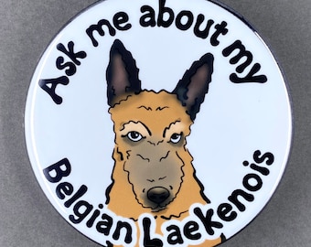 Belgian Laekenois Dog Handmade Pet Portrait Art Gifts & Accessories - Magnet, Pinback Button, Bottle Opener, Keychain or Mini Ornament