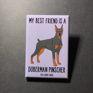 Doberman Pinscher Magnet, Retro Dog Kitchen & Office Decor, Cartoon Pet Portrait Art Gift, 2x3" High Quality Handmade Magnet
